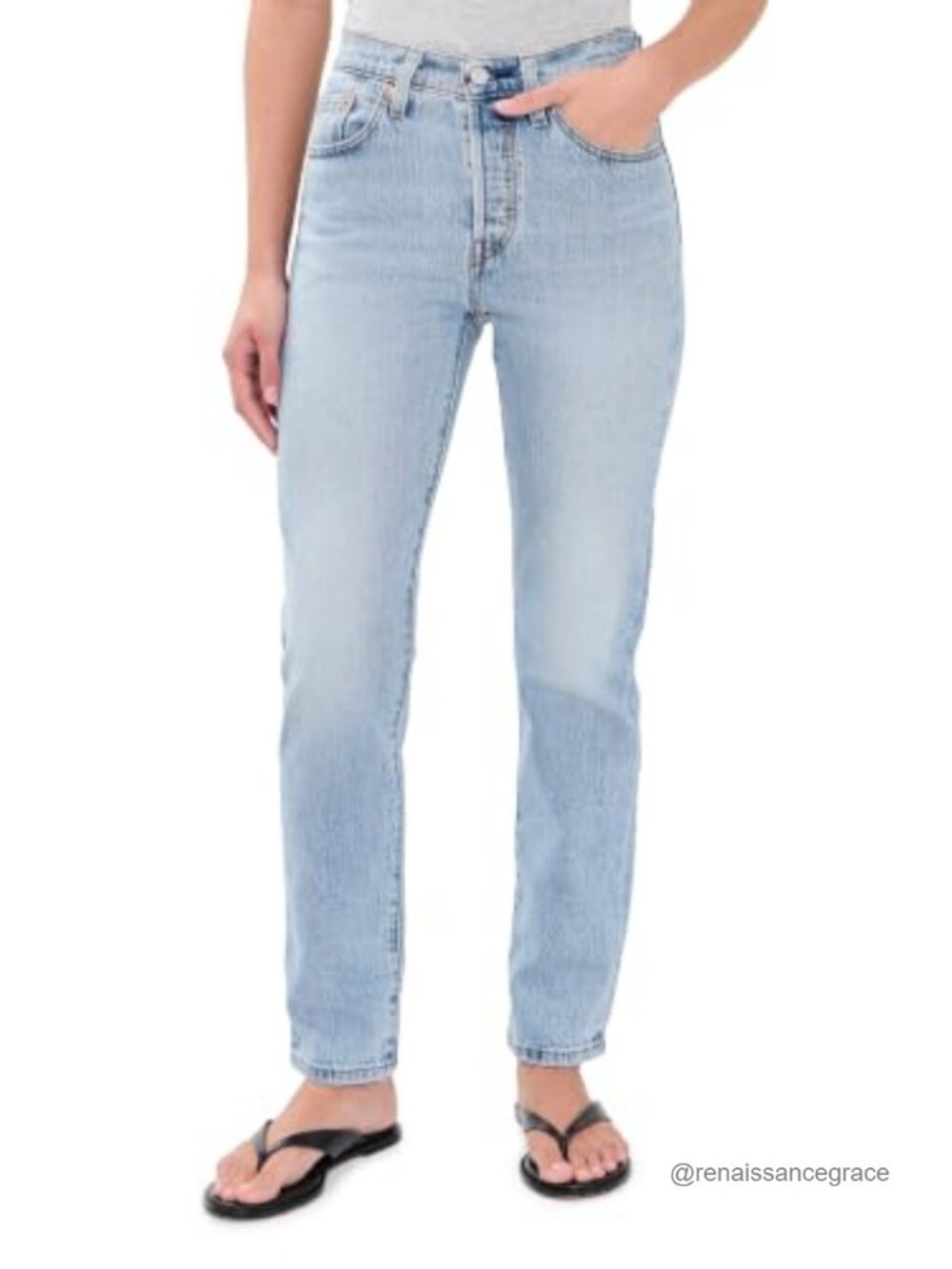 Levi's 501 Straight Leg High Rise Jeans Low Stretch Denim